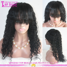 Venda quente 180% densidade cor #1 virgem brasileira kinky curly peruca do cabelo humano para mulher negra